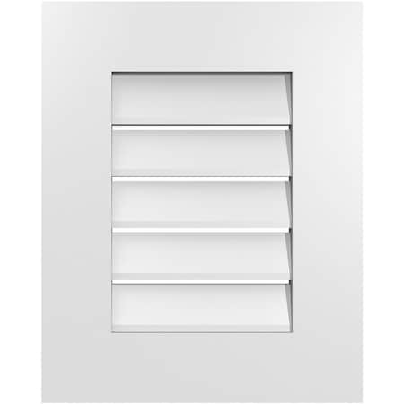 Ekena Millwork Vertical Surface Mount PVC Gable Vent: Functional, w/ 3-1/2"W x 1"P Standard Frame, 16"W x 20"H GVPVE16X2001SF